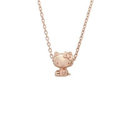 Колье Hello Kitty с клевером, розовое золото