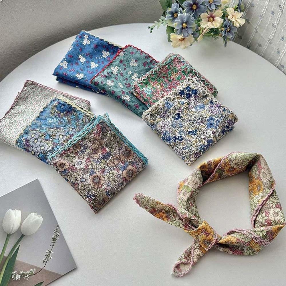 Lightweight Floral Patterned Headscarf Breathable Square Handkerchief Small Square Scarf Outdoor