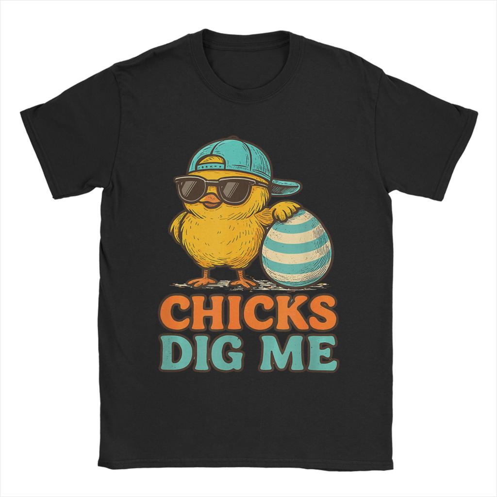 Chicks Dig Me Easter T Shirt Trendy Cool TShirts Short Sleeve Vintage Tshirt Beach 100 Cotton Round Neck Plus Size 5XL Tees