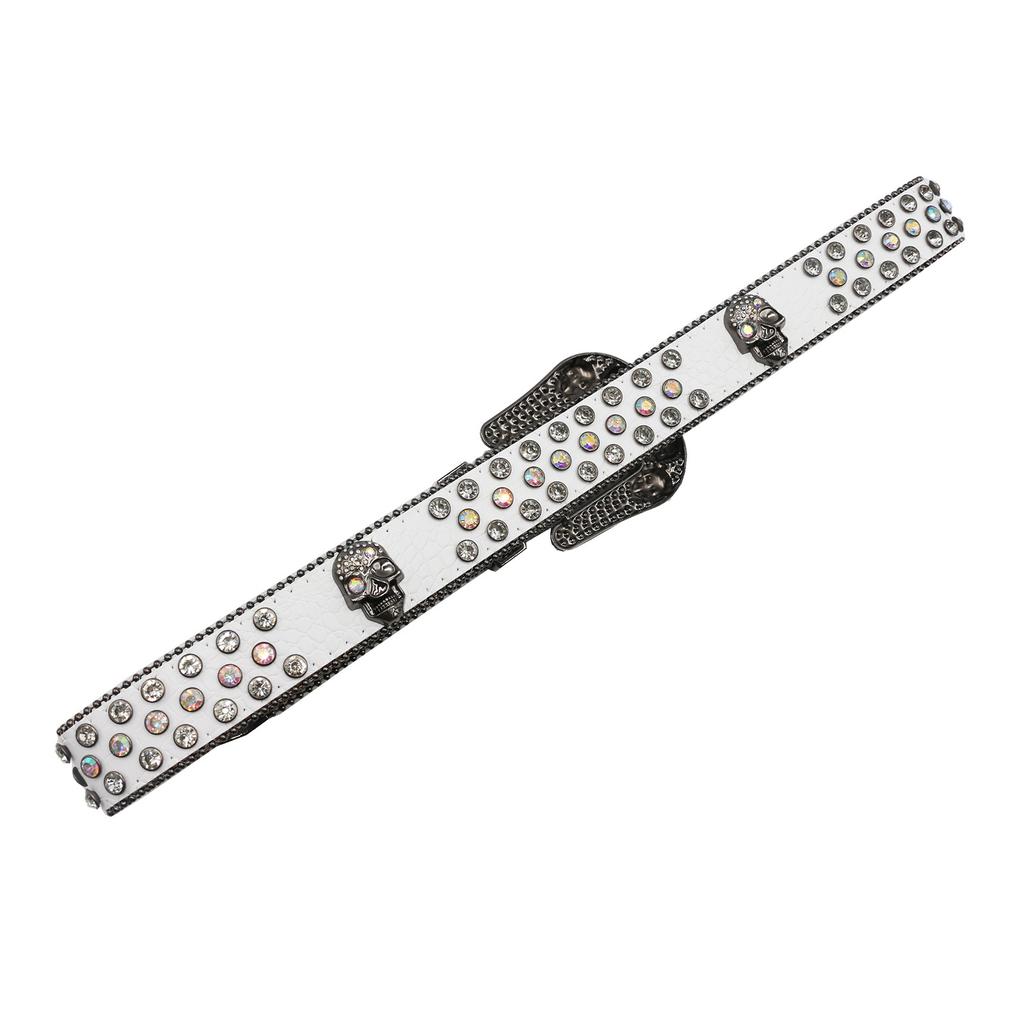 BB Ремень Европейский и американский Темная резная пряжка Инкрустация стразами Ремень Ins Пайетки Панк Хип-хоп Декоративный ремень с заклепками