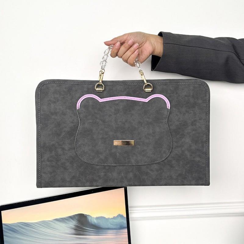 Портативная сумка-чехол для ноутбука MacBook Neo 13 14 15-16 дюймов, чехол из ПУ-кожи с ручкой, креативный дизайн в полоску
