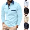 Men's Autumn Colorblock Casual Loose Button Pocket Long Sleeve Shirt