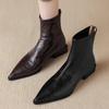 Заостренный низкий каблук коричневые эластичные тонкие ботильоны осень и зима новые тонкие короткие ботинки женские ретро ботинки челси