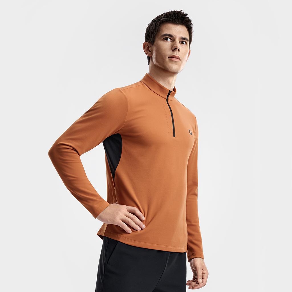 Fila Флисовая версия Теплая Простая Спортивная Тренировочная Удобная Универсальная Трикотажная Футболка с Длинным Рукавом Мужские Топы Ананасово-Коричневый A11M611217FOR