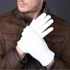 Men's Fashion Genuine Leather Winter Warm White Ceremonial Sheepskin Short Gloves Police Mittens Full Finger Sporting Gloves