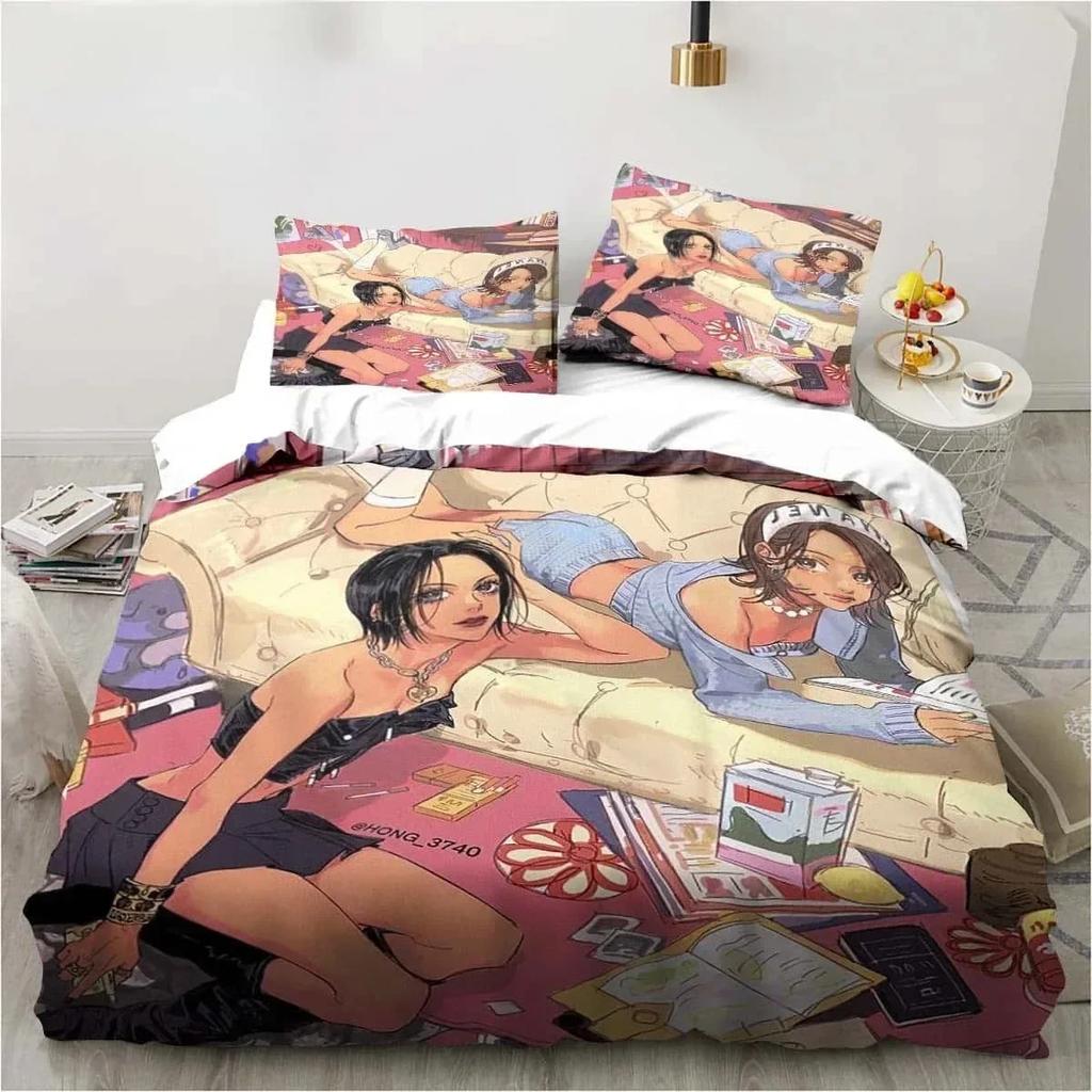 3D-печатный комплект постельного белья N-NANA M-Manga Anime с наволочками и пододеяльником для односпальной, полуторной, двуспальной кровати. Декор спальни для девочек в стиле манга.