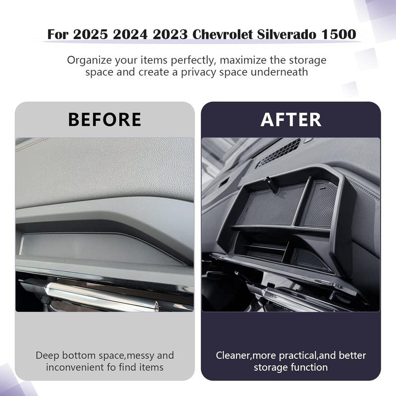 Center Console Dashboard Tray Organizer for For 2025 2024 Chevrolet Silverado 1500 & GMC Sierra 1500 Behind Screen Car Box