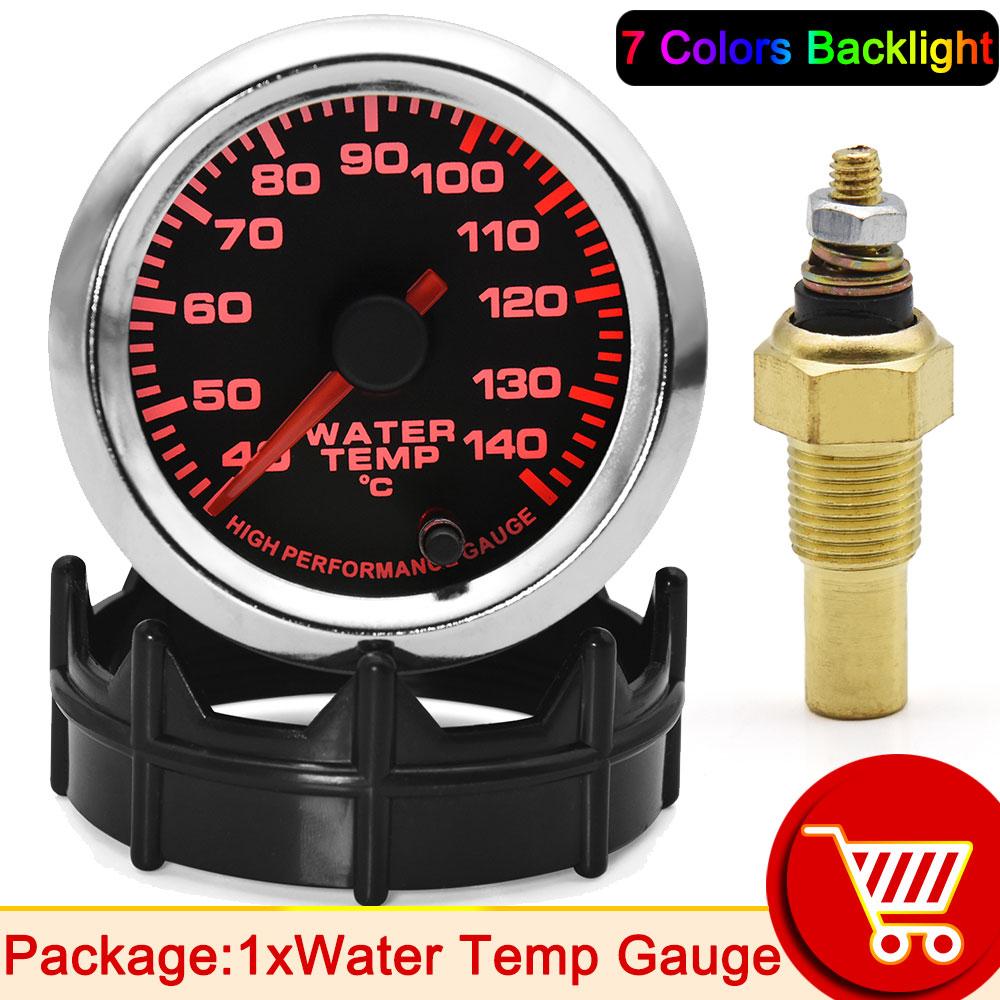 52MM Water Temperature Gauge 40-140 Celsius Car Water Temp Joint Pipe Sensor Adapter 1/8NPT Temperature Indicator for Car