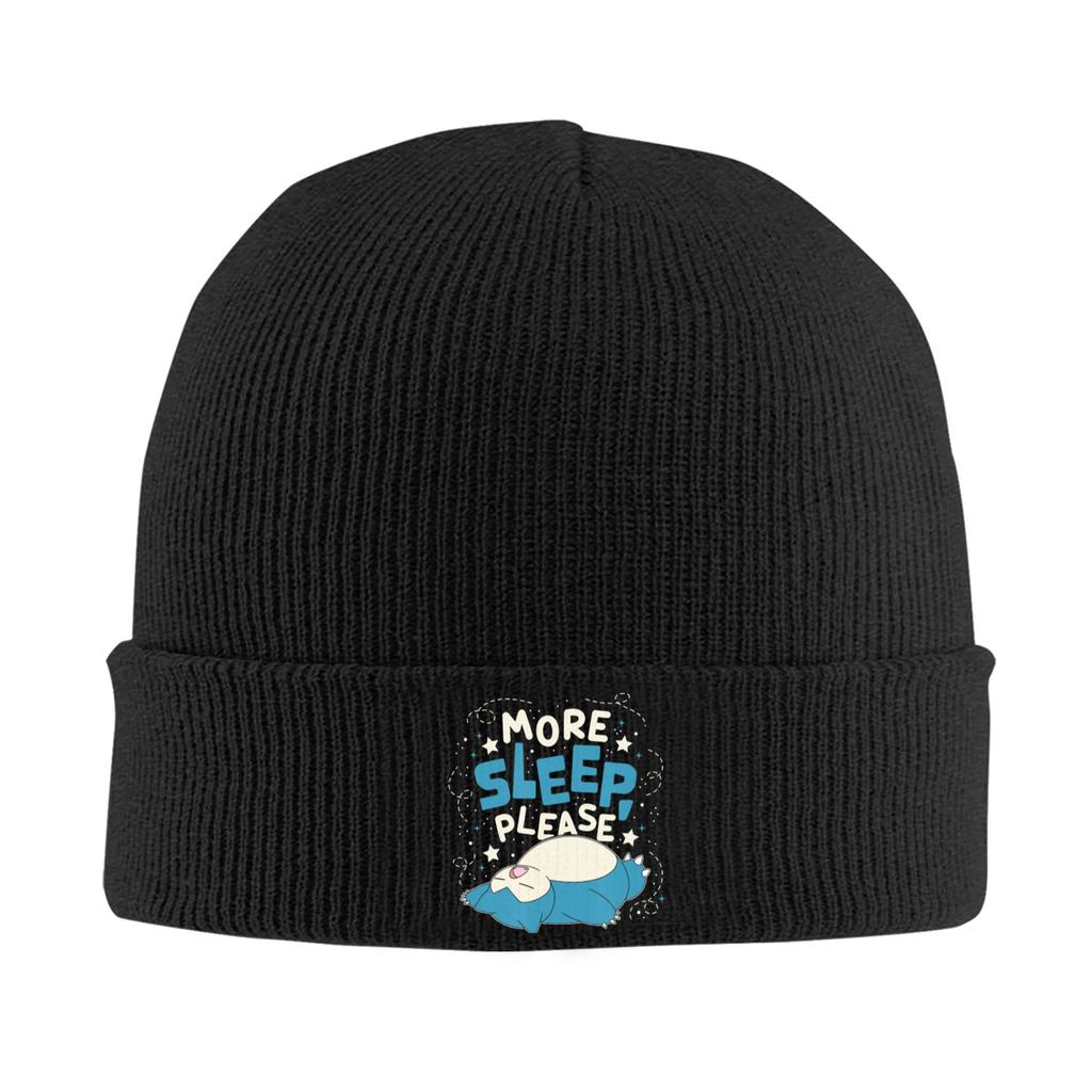 PPokemon Snorlax More Sleep Please Knitted Caps for Women Unisex Beanies Autumn Winter Hats Acrylic Warm Cap