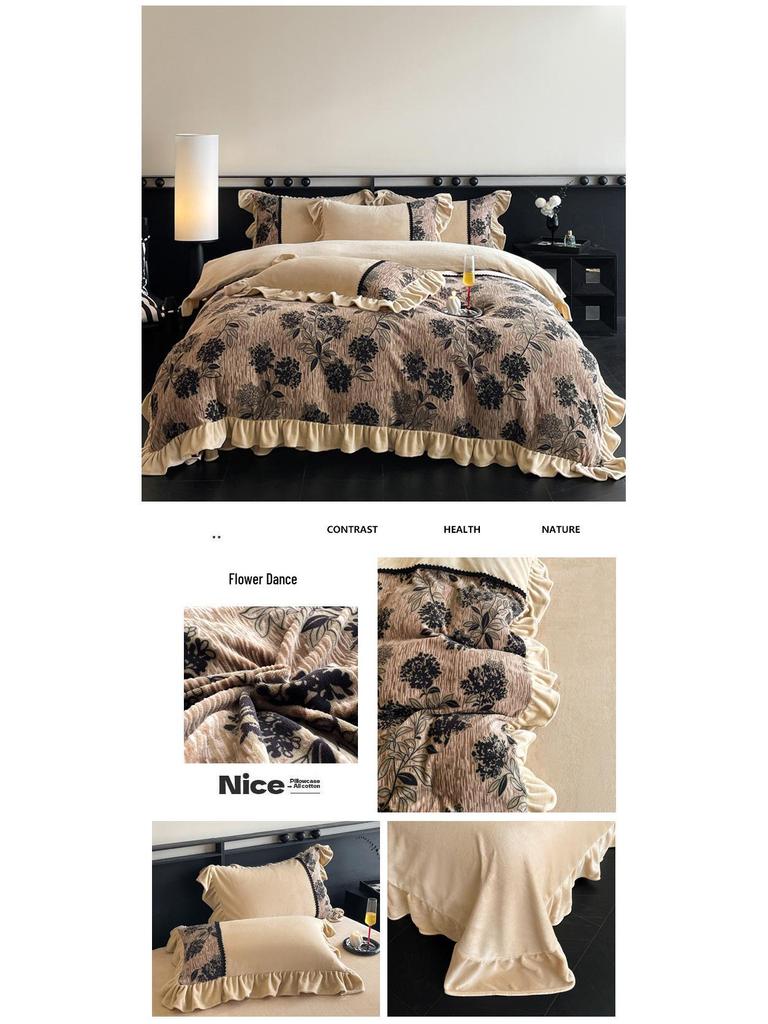 Ультра-толстое теплое осенне-зимнее бархатное резное постельное белье из 4 предметов - Класс А, Антистатическое, Идеально для мамы и малыша.