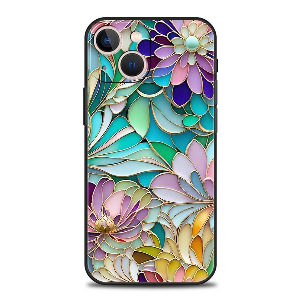 Модный чехол для телефона с цветочным узором для iPhone 17 16 15 Pro Max 11 12 13 14 7 8 Plus SE 2020 X XR XS, мягкий, черный