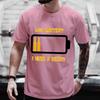 Men's T Shirt Short Sleeved Tops Clothing Tees Men T-Shirt Black Man T-Shirts Beer and Battery Print Clothes for Men Funny Tees