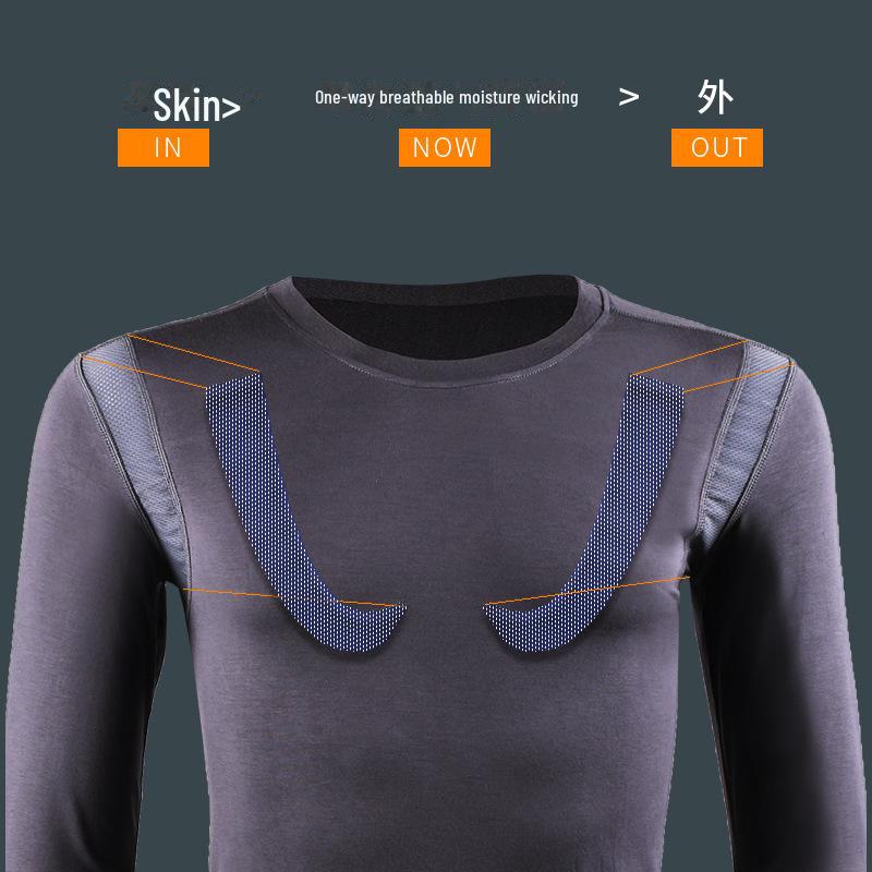 Мужской комплект термобелья с круглым вырезом - легкий хлопковый свитер и брюки для осени и зимы