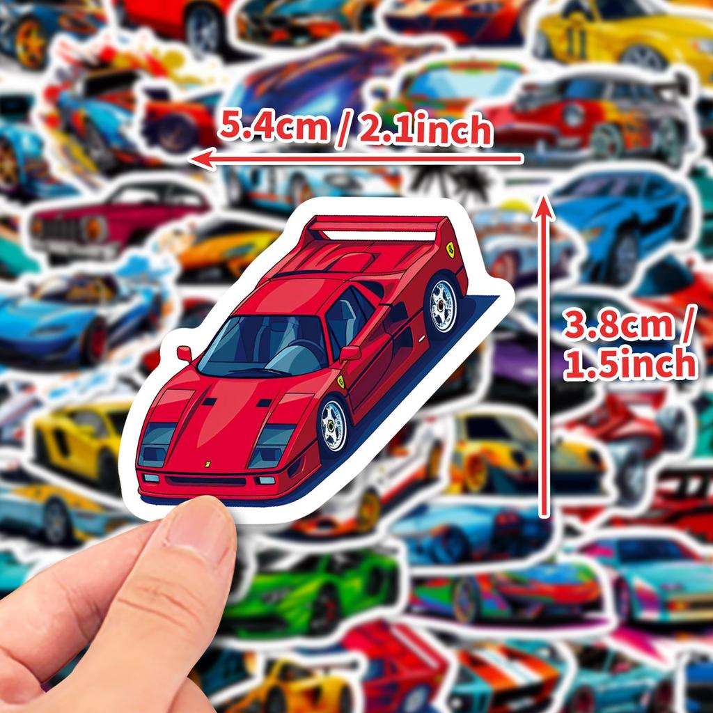 50 крутых гоночных наклеек Shrimp Skin Shein Cartoon Tide Play Personality Diy Supercar Graffiti Stickers