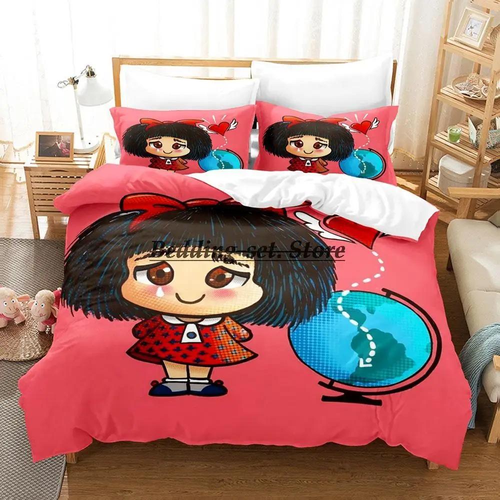 Mafalda Bedding Set Single Twin Full Queen King Size Bed Set Aldult Kid Bedroom Duvetcover Sets 3D Anime Bed Sheet Set
