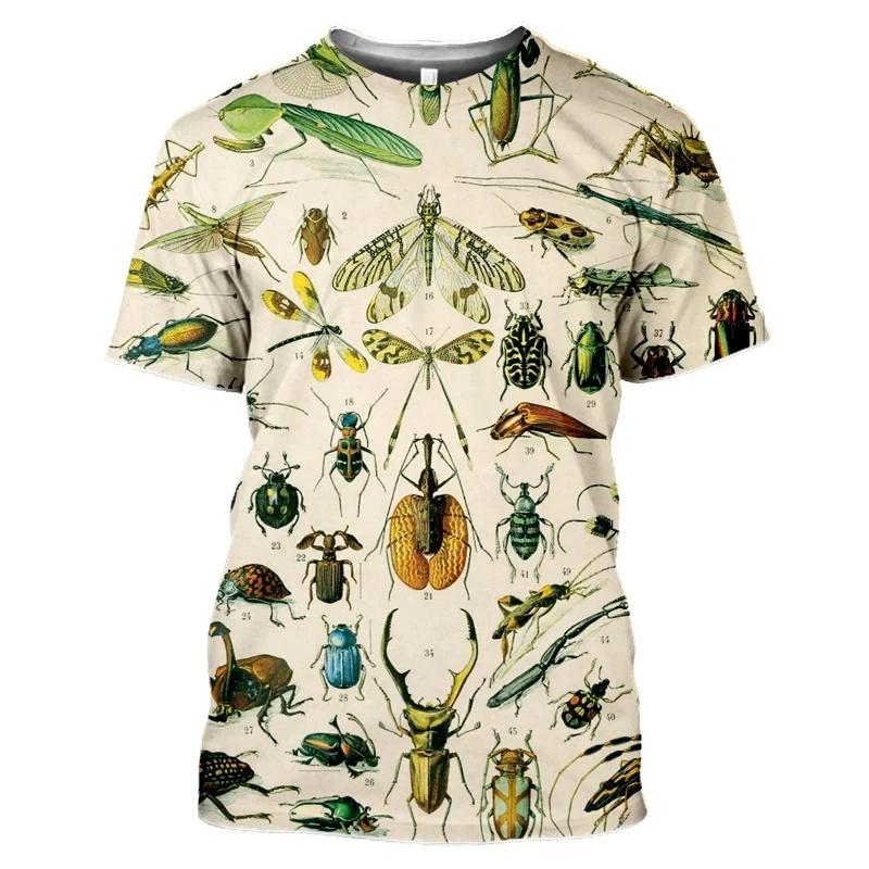 Summer Round Neck 3D Printed Insect Pattern Top Fashionable Casual Short Sleeved Children's Boy and Girl Kids Unisex T-shirts