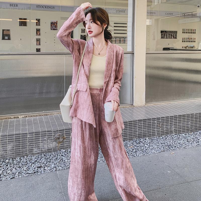 Women's Retro Casual 2024 Spring/Autumn Age-Reducing Wide-Leg Pants Suit