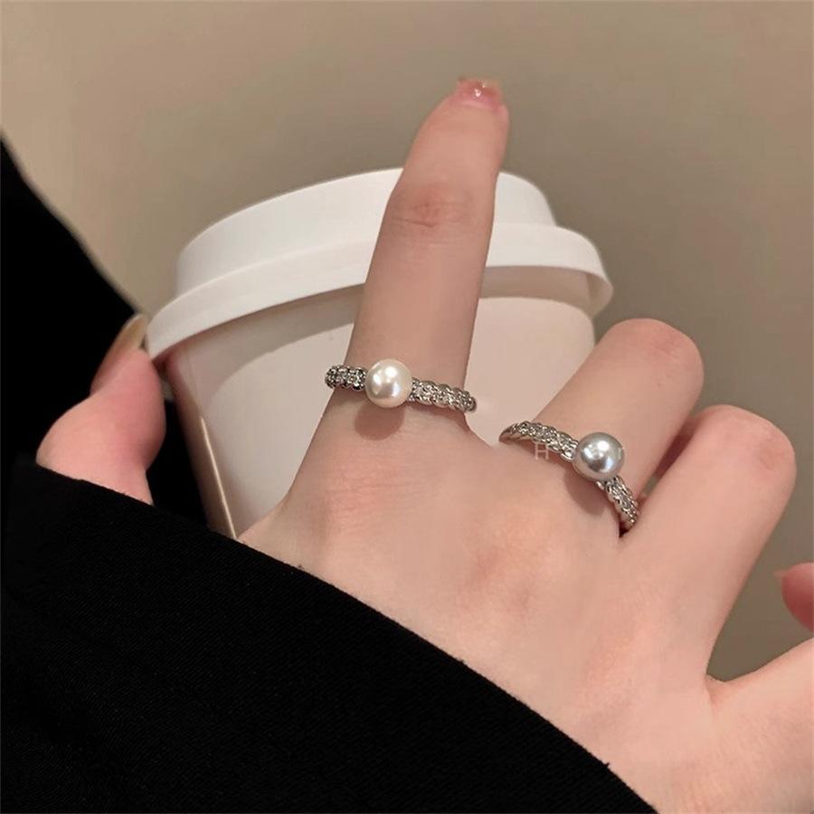 Нежное кольцо-стопка с жемчугом кольцо на указательный палец холодный ветер кольцо легкий дизайн роскоши