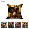 Экзотическое африканское искусство Черная королева и король Масляная живопись Хлопок Лен Декор Искусство Наволочка для диванной подушки-плед Подушка для автомобильного сиденья