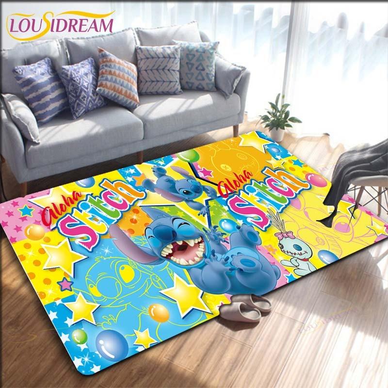 Мультяшный Аниме Стич Ковер для Гостиной Фигурка Напольные Коврики для Спальни Детский Игровой Ковер Кухня Ванная Нескользящий Коврик