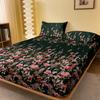 1 Simple Modern Plant Flower Printed Matte Fitted Sheet, Bedroom Printed Bed Cover, Bedding (Excluding Pillowcases)