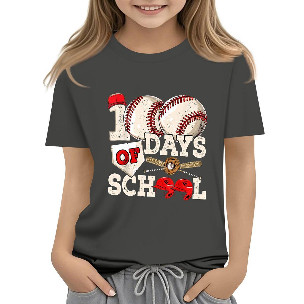 Детская модная повседневная футболка с коротким рукавом и круглым вырезом в честь 100-дневной годовщины школы