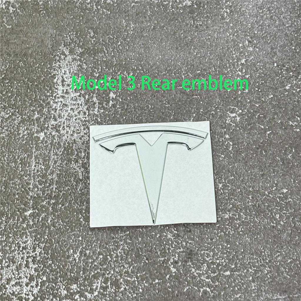 EPYFH1 Front Bumper or Rear Trunk Logo for Tesla Replacement Kit Model 3/Y - Metal Blackened Logo Emblem Car Exterior Decoration Parts