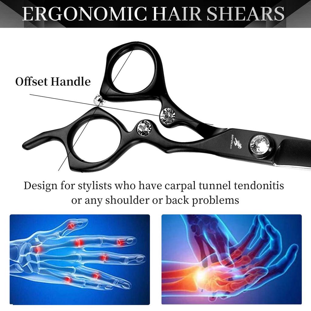 6.0" Napson 440C Hairdressing Scissors Set: Straight, Serrated & Thinning for Salon Use