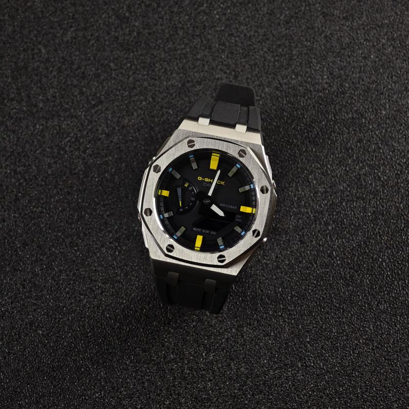 CASIO Customized watch modified series waterproof electronic movement rubber Steel Strap men and women same style black GA-2100FR-3A