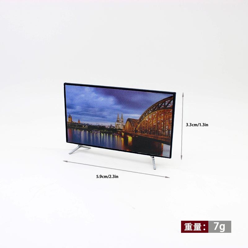 1:12 Miniatur TV Dollhouse with Stand Miniature Furniture Home Room Ornament Art Craft Gift Mini Television Dolls Accessories