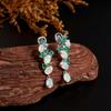 Colorful Gemstone Opal Emerald Earring ,natural Ethiopia Opal Zambia Green Emerald Jewelry 925 Sterling Silver