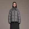 Womens Short Puffer Coat Solid Color Zip-Up Fleece Collar Warm Winter Jacket