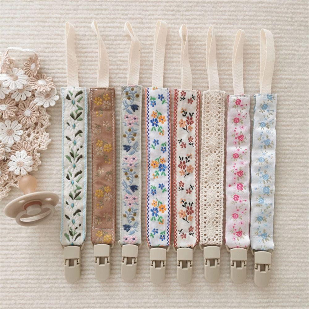 Цветочный держатель для пустышки, регулируемый держатель для соски, клипсы, цветная детская ткань, цепочка для пустышки, ребенок