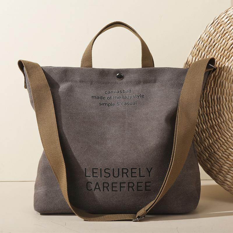 Large-Capacity Casual Simple Shopping Bag Japanese Simple Student Class Messenger Bag Handbag Canvas Shoulder Bag Women