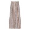 Брюки с высокой талией из шерсти в тонкую полоску с широкими штанинами для миниатюрных женщин - корейский стиль, коричневый, осень/зима