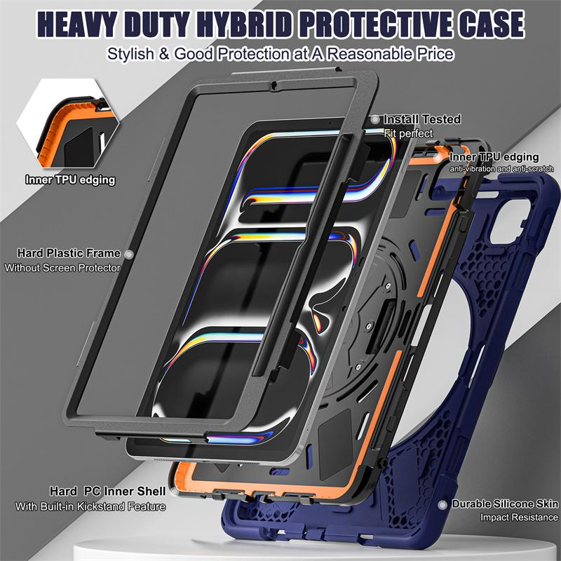 Kickstand Shockproof Cover For iPad Pro 11 12.9 13 M4 Case iPad Air 11" 13" M2 4th 5th 10.9 10th Funda Capa +Shoulder Strap