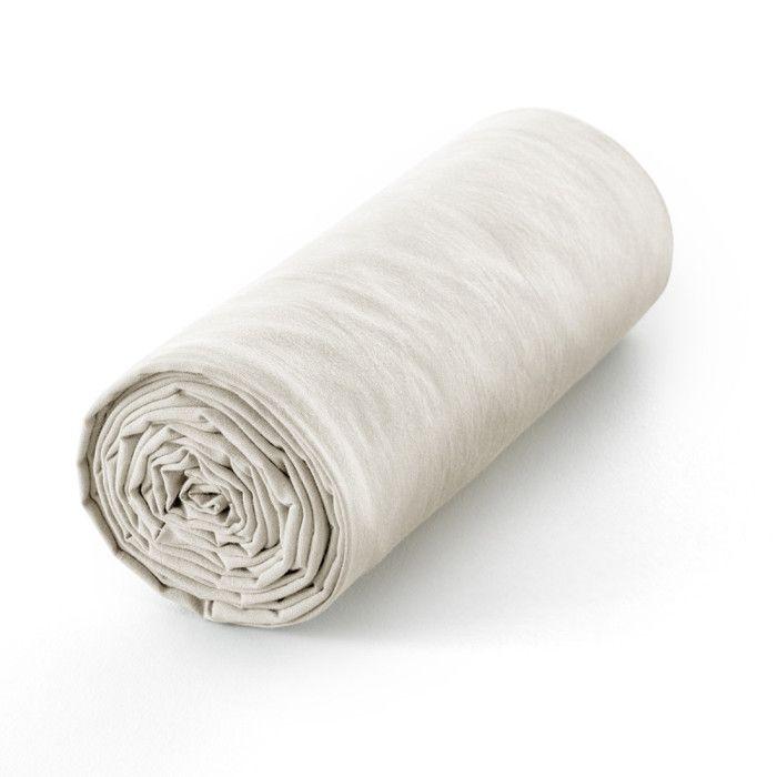 Drap housse "Drift" pur coton teint lavé 57 fils/cm² toutes dimensions - 180x200 - Ecru