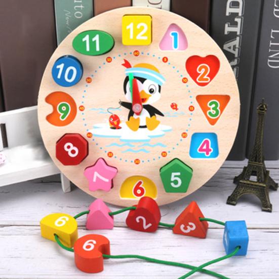 Color Sorting Hand-eye Clock Ability Coordination Cognitive Wooden Burrs-free Shape Color Sorting Clock Toys