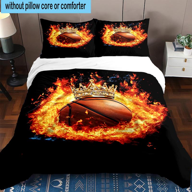 3PCS Basketball Crown Fire Sport 3pcs Bedding,Including 3PCS Duvet Cover And 2pcs Pillowcases Perfect for Christmas,Ideal for Bedroom, Dormitory