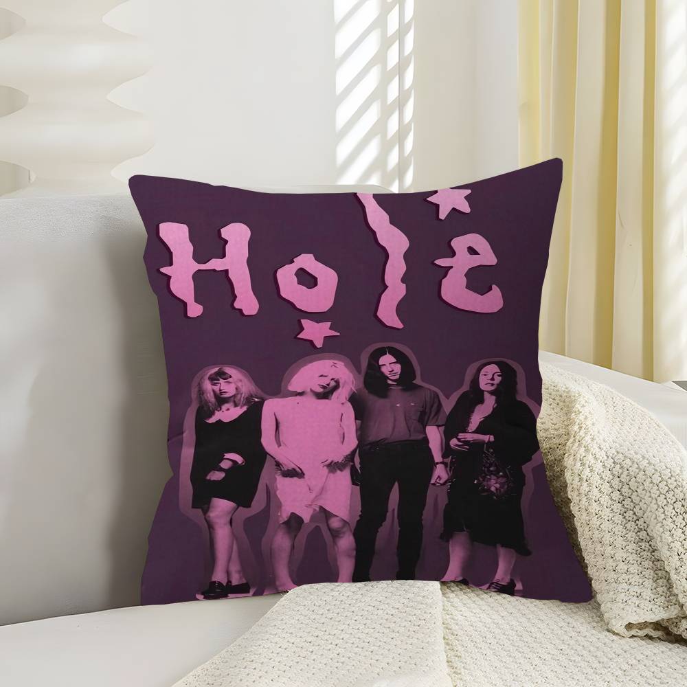 Alternative Rock Band Hole Pillow Covers Cartoon Sofa Decorative Home Doublesided Printing Short Plush Cute Cushion Cover
