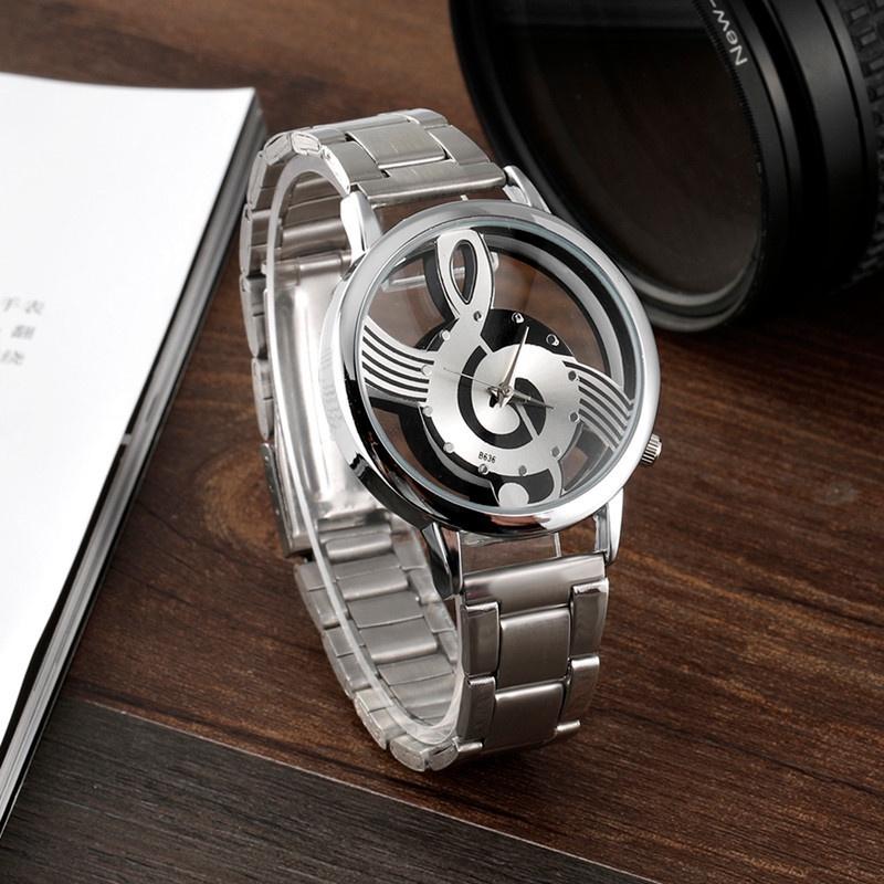 Stunning Stainless Analog Watch With Music Themed Symbol