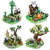 Cute Panda Building Blocks Zoo Landscape Assembly Model Bricks Creative Desktop Decoration Children's Christmas DIY Toys Gifts