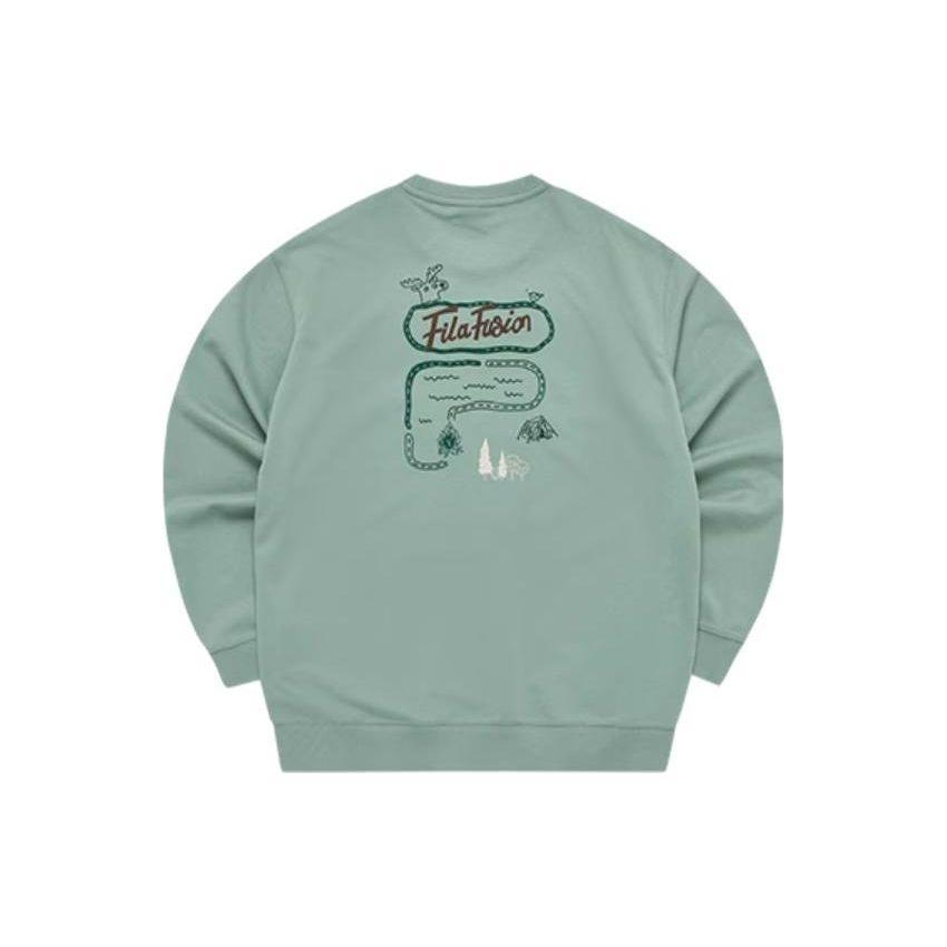 Fila Fusion Серия FOB Письмо Круглый вырез Свободная толстовка Унисекс толстовка Рок-Серый-Зеленый T11U333206FTQ