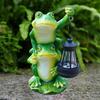 Garden Frog Statue Outdoor Figurine Lantern Solar Light Courtyard Home Decoration