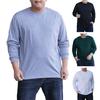 Осень-зима мужская футболка однотонная с длинными рукавами с круглым вырезом уличная одежда больших размеров свободный пуловер с манжетами в рубчик для улицы