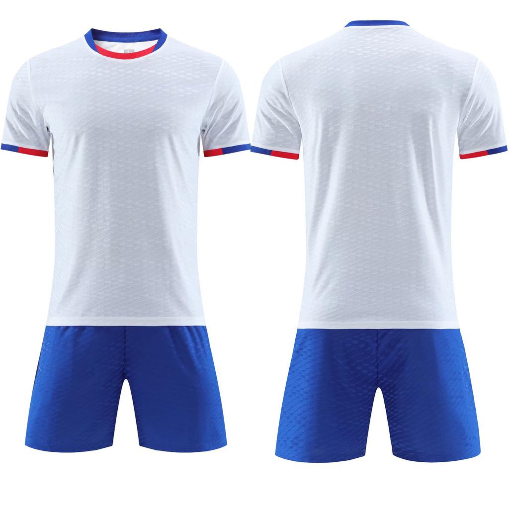 Wholesale football jersey set Customized men's and women's training short-sleeved jersey Student sports competition breathable and quick-drying 