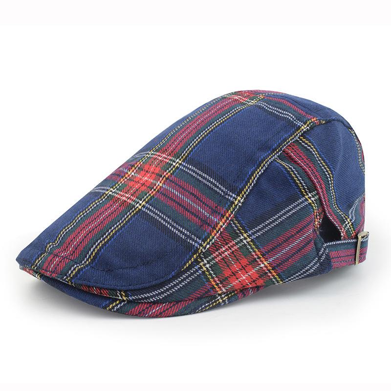 Spring And Summer Outdoor Plaid Forward Hat Outdoor Casual Beret Retro Plaid Cap Overseas