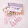 Blue/Pink Compass Ruler Set 160 * 65mm Tool Set Durable Geometry Drawing Kit  Math Learning