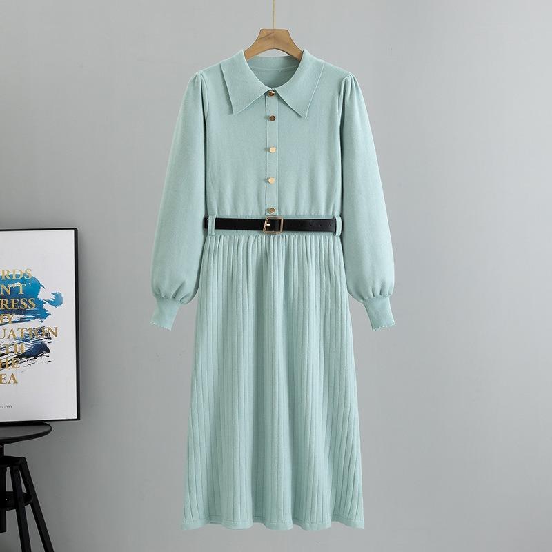 Spring New Women's Knitwear Solid Color Slim Fit Fashion All Match Dress