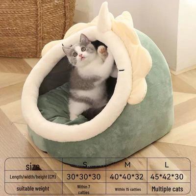 Закрытое гнездо для питомца, Зимняя теплая лежанка для питомца, Вилла-домик для кошки, Гнездо для маленькой собаки, Кошачьи товары для питомцев, Универсальный для четырех сезонов